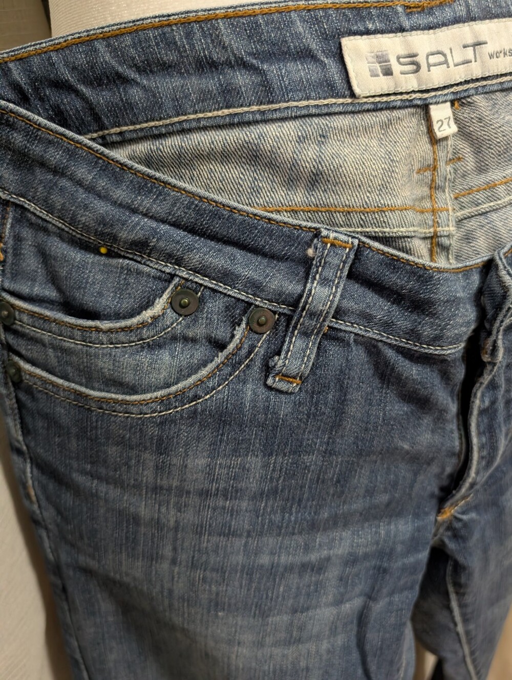 Saltworks Denim Jeans. Size 27". Length Approximately 32". Low rise